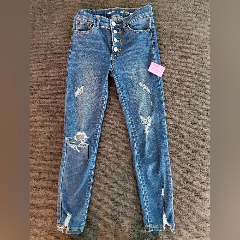 Girls Old Navy Rockstar super skinny Jeggings size 8 blue stonewashed
